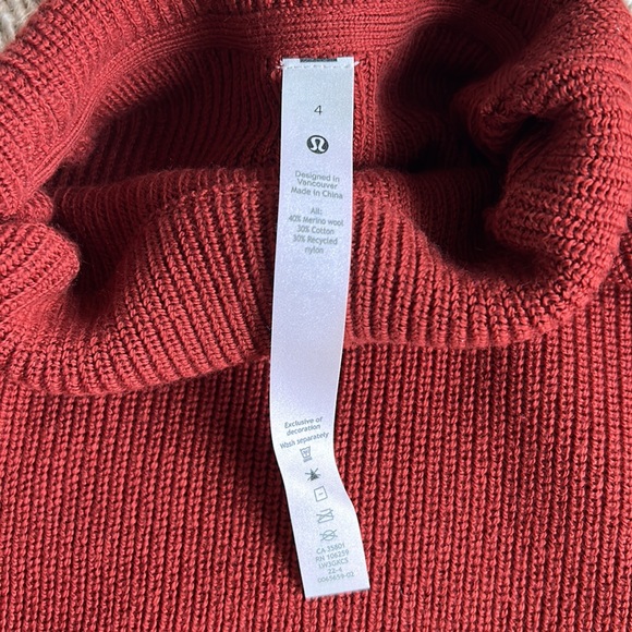 Lululemon Merino Wool-Blend Ribbed Turtleneck Sweater in Cayenne - Picture 3 of 7